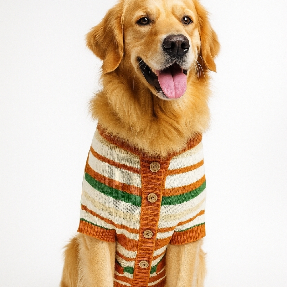BARKER & JANE PET APPAREL Sweater Size M up to 27 lbs Back Length 16" Autumn
